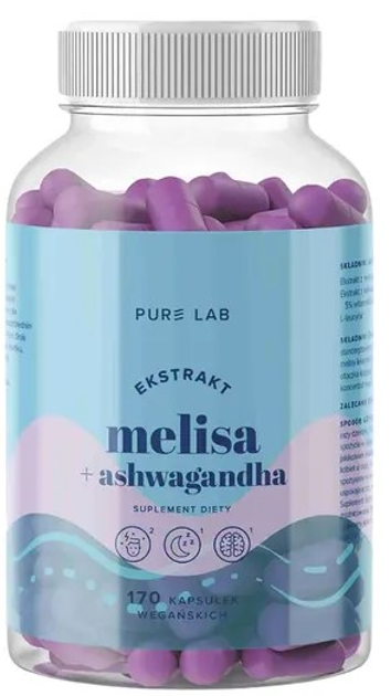 Suplement diety Aura Herbals Pure Lab Ekstrakt Melisa 150 Mg + Ashwagandha 170 kapsułek (5902479614304) - obraz 1