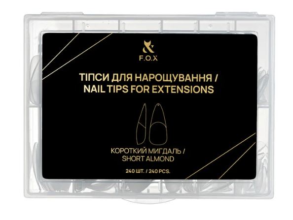 Типсы для наращивания ногтей F.O.X Nail Tips for extensions Короткий миндаль 240 шт. - Фото 1 Типсы для наращивания ногтей F.O.X Nail Tips for extensions Короткий миндаль 240 шт. - изображение 1