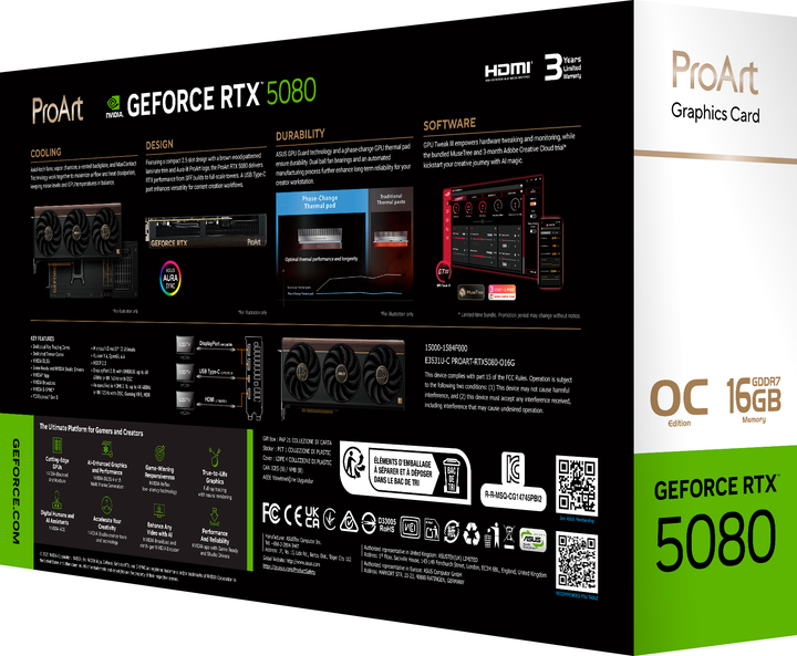 Відеокарта ASUS PCI-Ex GeForce RTX 5080 ProArt OC Edition 16GB GDDR7 (256bit) (2730/30000) (HDMI, 2 x DisplayPort, USB Type-C) (PROART-RTX5080-O16G) - зображення 17