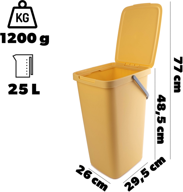 Кошик для сортування відходів Kadax з кришкою 25 л Жовтий (5903699493052) - зображення 3
