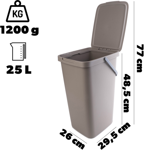 Kosz do segregacji odpadów Kadax z pokrywą 25 l Jasno-brązowy (5903699492932) - obraz 4