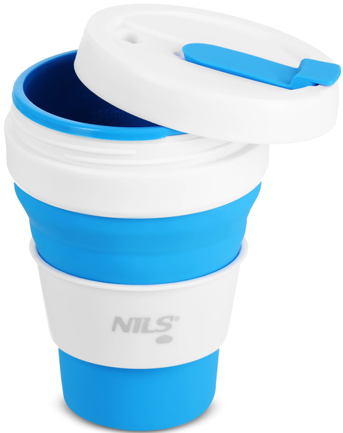 Kubek silikonowy składany Nils Camp NC4103 z pokrywką 475 ml Niebieski (5908261682995) - obraz 2