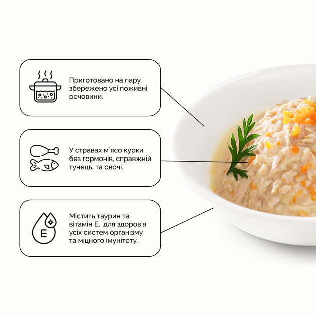 Консервированный корм Cherie Urinary Care Tuna & Carrot влажный корм с кусочками тунца и моркови в соусе для поддержки мочевыводящих путей у кошек 80 г (CHT17503) - изображение 4