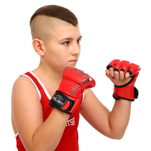 Перчатки для смешанных единоборств MMA на липучке размер S Полиуретан Zelart красный BO-3207 - изображение 8