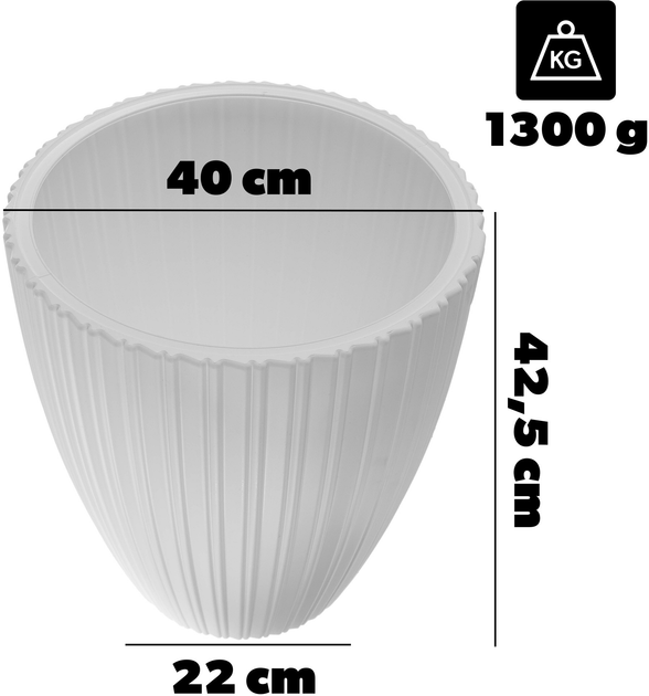 Doniczka z wkładem Kadax Biała 40 cm (5903699497487) - obraz 6