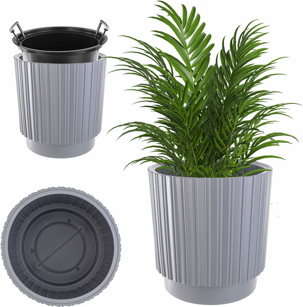 Doniczka z wkładem Kadax Szara 30 cm (5903699497395) - obraz 10