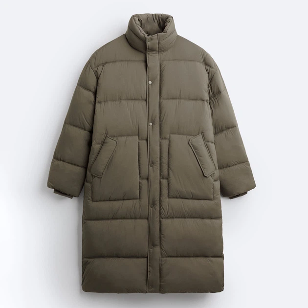 Куртка зимняя длинная мужская Zara 380947600 XL Зеленая