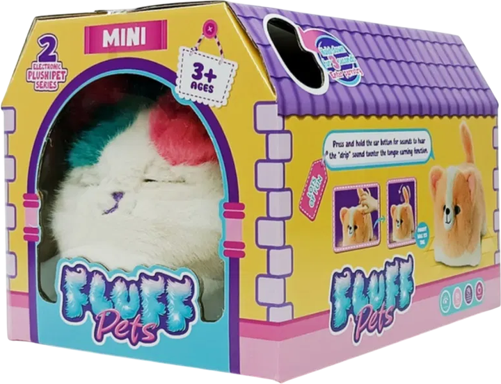 Интерактивная игрушка Shantou Yisheng пушистый котик Fluff pets Белый с розово-голубыми ушами (BL-335-1) - изображение 2