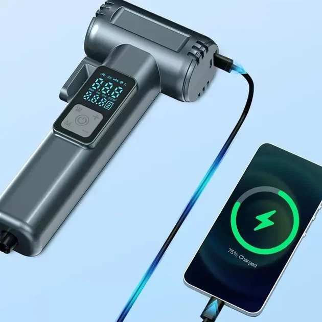 Автомобильный компрессор 150PSI 12V с Powerbank LCD дисплей и LED-фонарь - изображение 4
