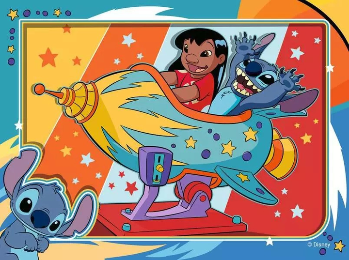 Puzzle Ravensburger Disney Stitch Vacay Mode 4 in 1 Box 12001069 (4005555010692) - obraz 4
