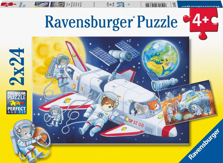 Puzzle Ravensburger Animals in Space 2 × 24 elementy 05665 (4005556056651) - obraz 1