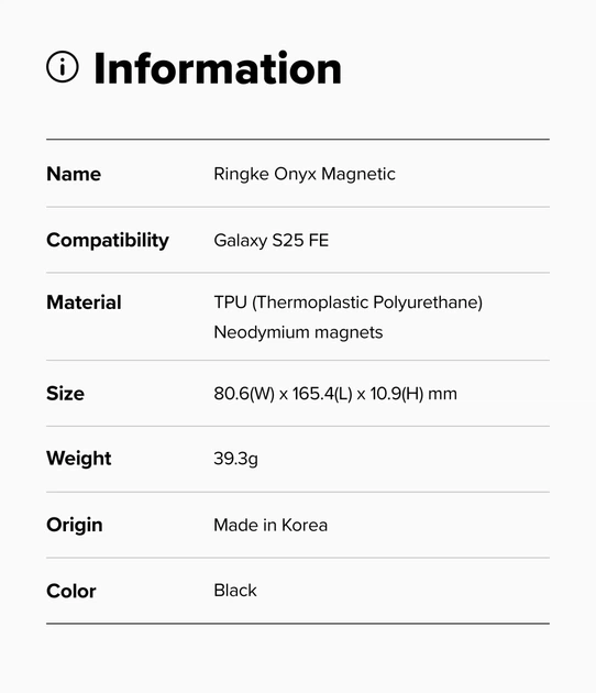 Чехол Ringke Onyx Magnetic для Samsung Galaxy S25 FE Black (OMG1206E55) - Фото 12 Чехол Ringke Onyx Magnetic для Samsung Galaxy S25 FE Black (OMG1206E55) - изображение 12