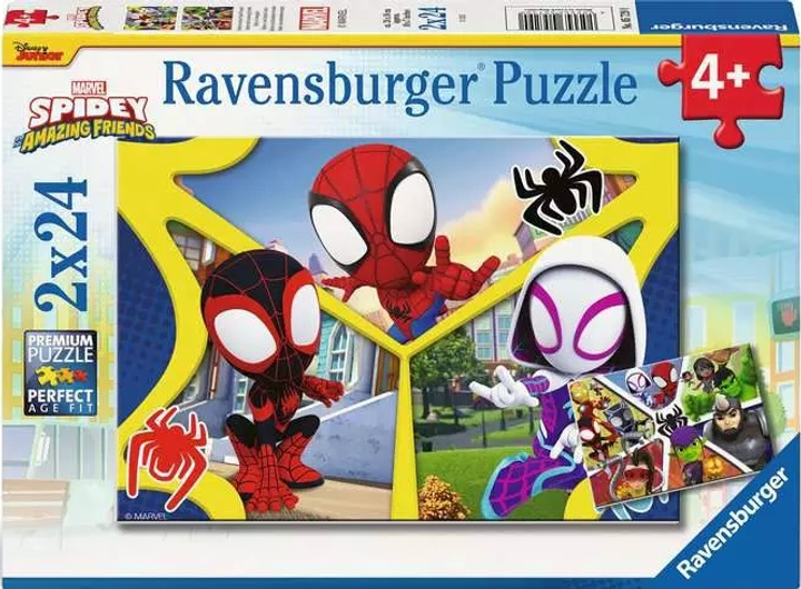 Puzzle Ravensburger Marvel Spidey and his Amazing Friends 2 × 24 elementy 5729 (4005556057290) - obraz 1