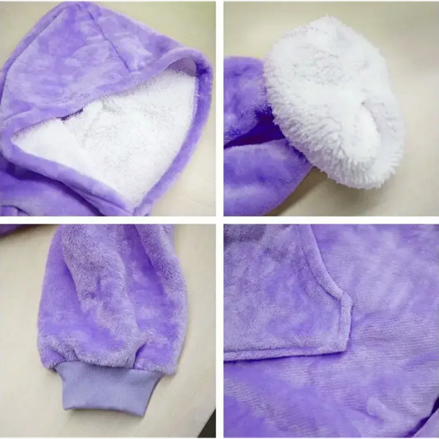 Толстовка плед із капюшоном та рукавами Huggle Hoodie Ultra Plush Blanket Плюшева кофта Плед із рукавами Oversize Фіолетовий - Фото 4 Толстовка плед із капюшоном та рукавами Huggle Hoodie Ultra Plush Blanket Плюшева кофта Плед із рукавами Oversize Фіолетовий - зображення 4