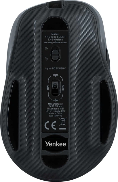 Мышь YENKEE YMS 2080GY SLIDER Wireless/USB Rechargable Black (45019322) - изображение 8