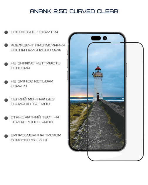 Захисне скло Anank 2.5D Privacy + Curved Clear (2 шт) з боксом для встановлення на iPhone 16 Pro (2003115) - зображення 4