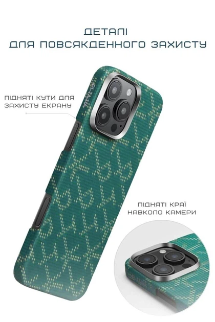 Чехол Pitaka Tactile Woven Case Monogram Green/Gold for iPhone 16 Pro (KI1601PTK) - изображение 12