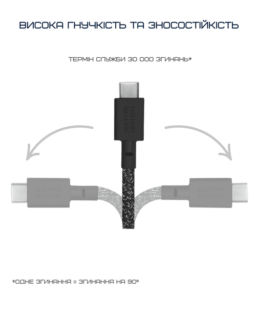 Кабель Native Union Belt XL Cable USB-C to USB-C Cosmos Black (3 m) BELT-XL-C-COS-3-NP - зображення 10