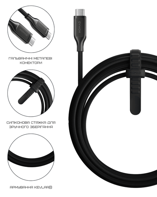 Кабель Nomad USB-C Kevlar Cable 240W Black (3 m) (NM014957858) - изображение 14