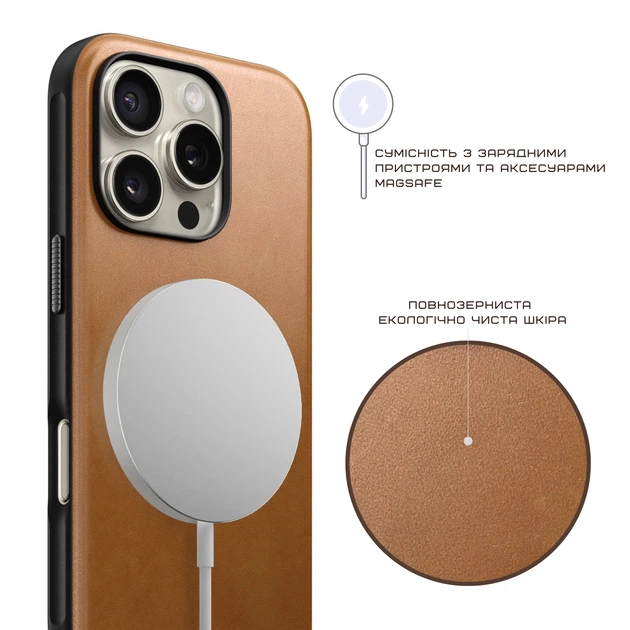 Чохол Nomad Modern Leather Case English Tan for iPhone 16 Pro Max - Фото 13 Чохол Nomad Modern Leather Case English Tan for iPhone 16 Pro Max - зображення 13