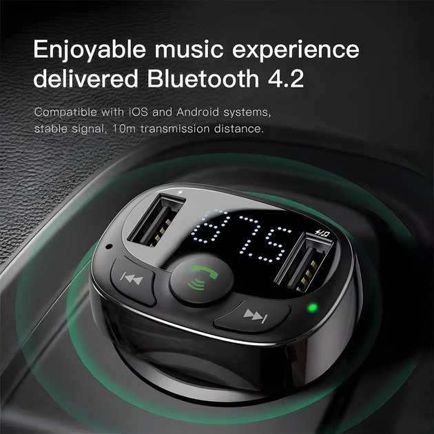 Bluetooth FM-трансмиттер Baseus для авто с USB зарядкой и MP3-плеером - изображение 2