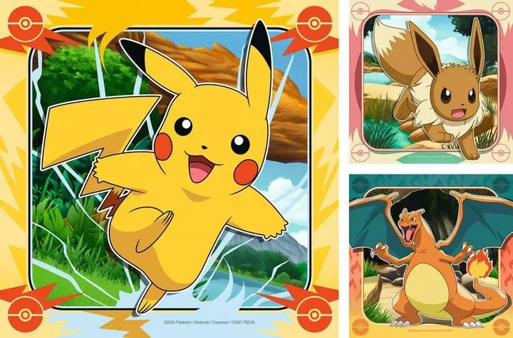 Puzzle Ravensburger Pokemon Pikachu Charizard and Eevee! 3 × 49 elementów 12004062 (4005555040620) - obraz 2