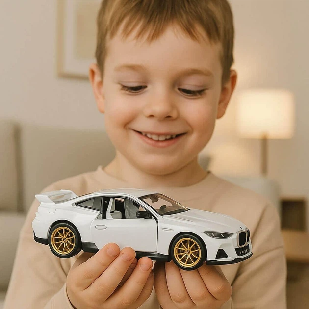 Машинка инерционная АВТОПРОМ BMW 3.0 CSL белая 1:34 звук дрифта
