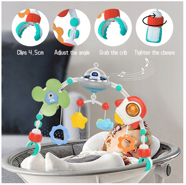 Pałąk z zawieszkami Woopie  BABY Kosmos do łóżeczka, wózka, fotelika samochodowego (5906280652654) - obraz 10