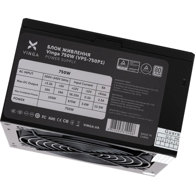 Блок питания Vinga 750W 80+ (VPS-750P1) - Фото 2 Блок питания Vinga 750W 80+ (VPS-750P1) - изображение 2