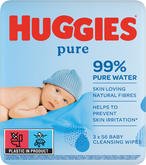 Chusteczki nawilżane dla niemowląt Huggies Pure 4 x 168 szt (5029053550091/4) - obraz 2