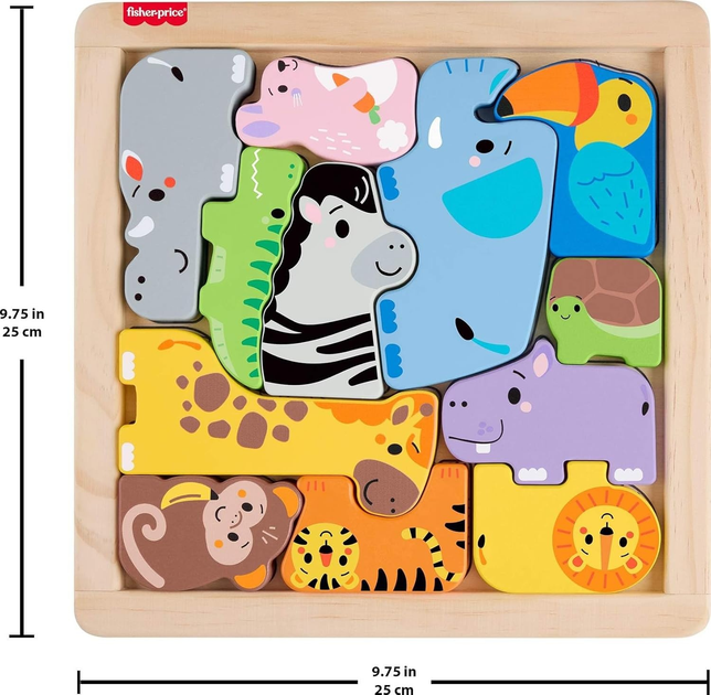 Puzzle Fisher-Price Wooden Animal Puzzle JFG10 13 elementów (194735295890) - obraz 2