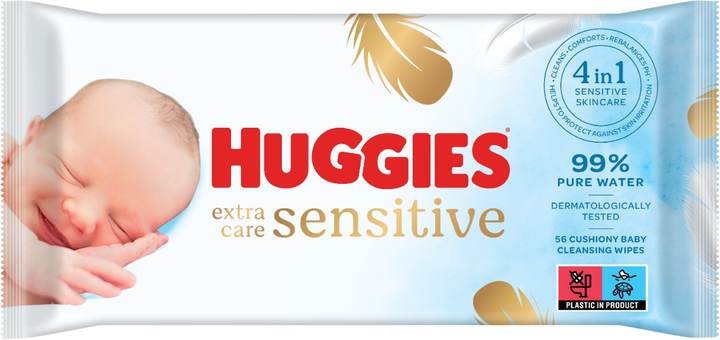 Chusteczki nawilżane dla niemowląt Huggies Extra Care Sensitive 8 x 56 szt (5029053568706/8) - obraz 2