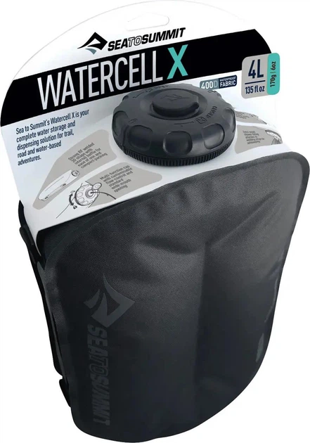 Канистра для воды Sea To Summit Watercell X 4L мягкая герметичная для походов с насадками для душа и мытья - Фото 2 Канистра для воды Sea To Summit Watercell X 4L мягкая герметичная для походов с насадками для душа и мытья - изображение 2