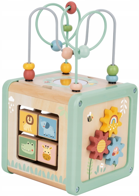 Drewniany sorter  Woopie GREEN Multifunkcyjna kostka edukacyjna (5906280652692) - obraz 2