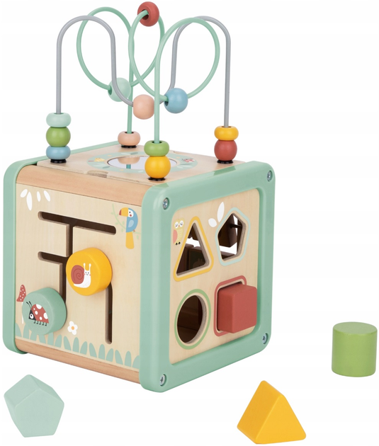 Drewniany sorter  Woopie GREEN Multifunkcyjna kostka edukacyjna (5906280652692) - obraz 4
