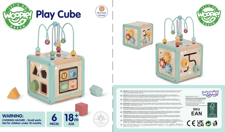 Drewniany sorter  Woopie GREEN Multifunkcyjna kostka edukacyjna (5906280652692) - obraz 7