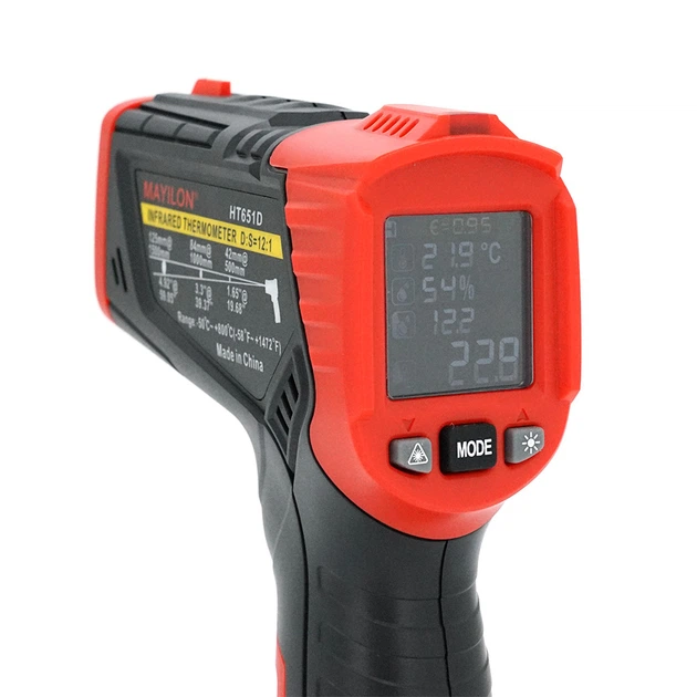 Инфракрасный термометр Mayilon HT-651D черный бесконтактный измеритель температуры для производственных нужд и автомобилей (LO-TH_11C) - изображение 6