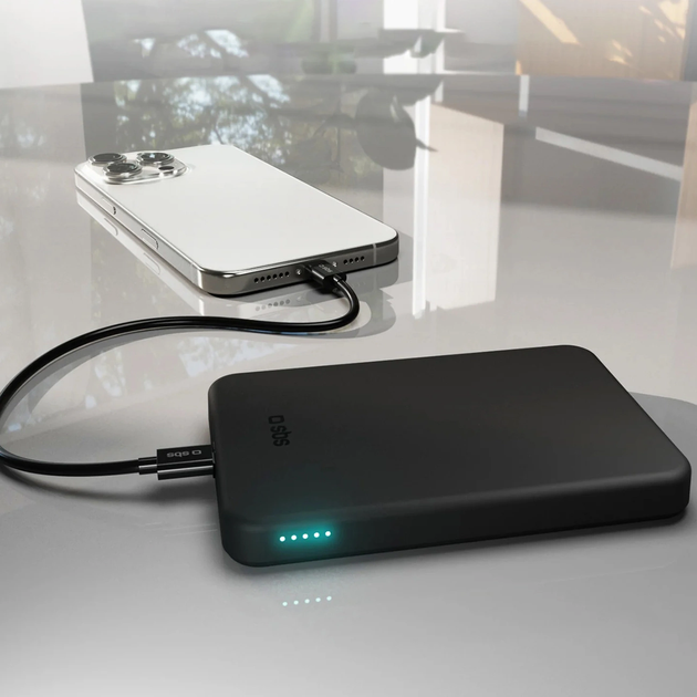 Powerbank SBS Mag Power Qi2 5000 mAh 20W Black (8018417499135) - obraz 2