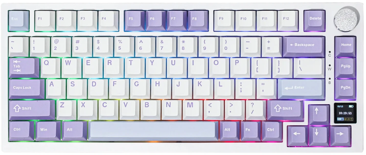 Klawiatura bezprzewodowa Ajazz AK820 Pro Gift switch USB/Bluetooth Biały/Fioletowy (AK820PRO-G-PWB) - obraz 1