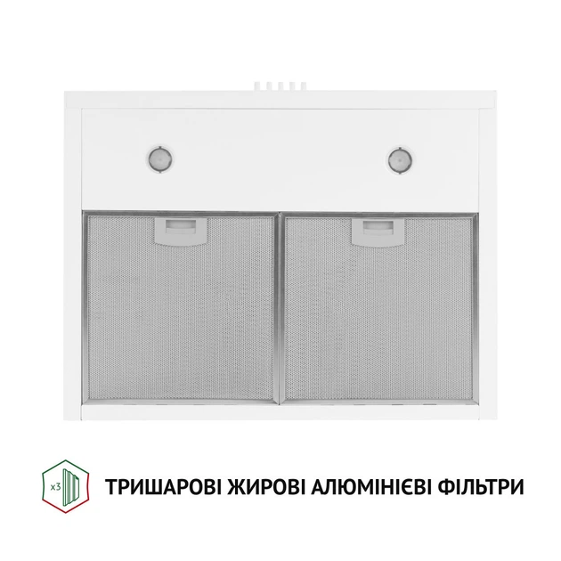 Кухонна витяжка Perfelli K 6402 WH 850 LED, біла купольна декоративна настінна витяжка на кухню, 60 см - зображення 7