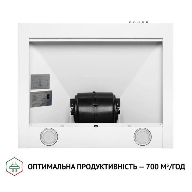 Белая кухонная вытяжка Perfelli K 6210 WH 700 LED, купольная пристенная декоративная, шириной 60 см - изображение 8