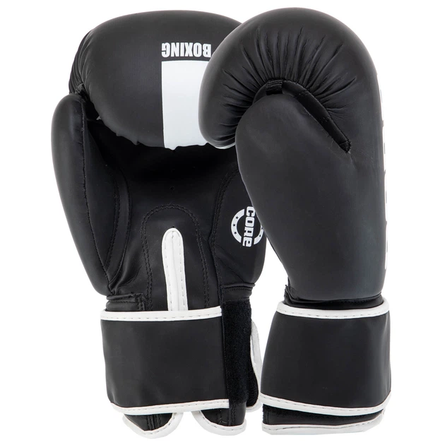 Рукавички для боксу та єдиноборств на липучці Core Boxing Heroe 8540 Black-White 12 унцій - зображення 2