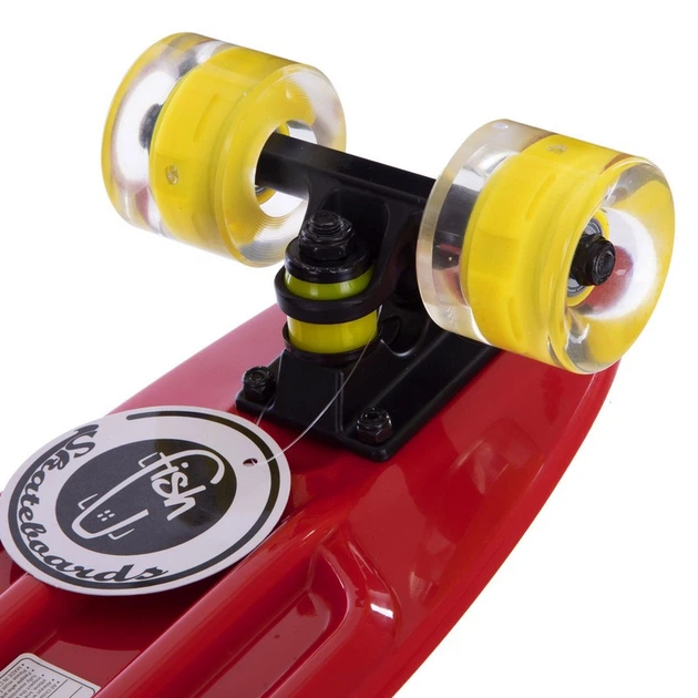 Скейт пенни борд Penny My Go Fish Skateboards 405-15 со светящимися колесами Red-Yellow - Фото 5 Скейт пенни борд Penny My Go Fish Skateboards 405-15 со светящимися колесами Red-Yellow - изображение 5