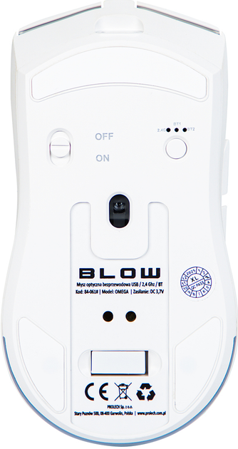 Mysz Blow Adrenaline Omega Wireless/Bluetooth/USB White (5900804147732) - obraz 3