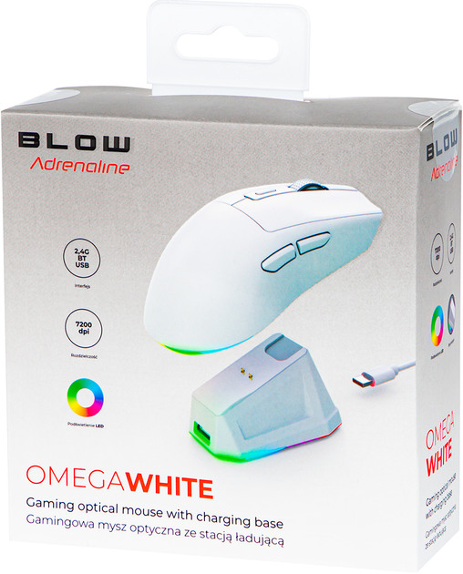 Mysz Blow Adrenaline Omega Wireless/Bluetooth/USB White (5900804147732) - obraz 4