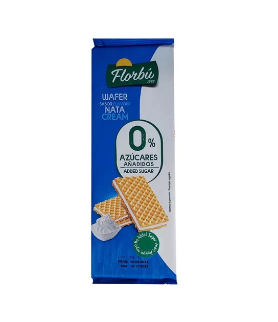 Вафли Florbu Wafer Sabor Flavour Nata Cream 0% Azucares без сахара 150 г - Фото 1 Вафли Florbu Wafer Sabor Flavour Nata Cream 0% Azucares без сахара 150 г - изображение 1