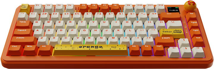 Klawiatura bezprzewodowa Ajazz AK820 Max Avocado switch USB/Bluetooth Pomarańczowy/Biały (AK820MAX-AS-OW) - obraz 2