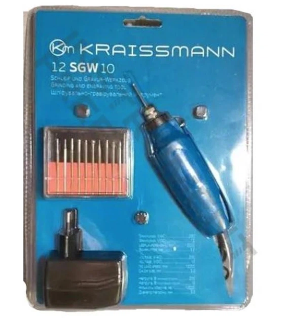 Мини-гравер KRAISSMANN 12 SGW 10. Гравировальный аппарат с набором насадок - изображение 2