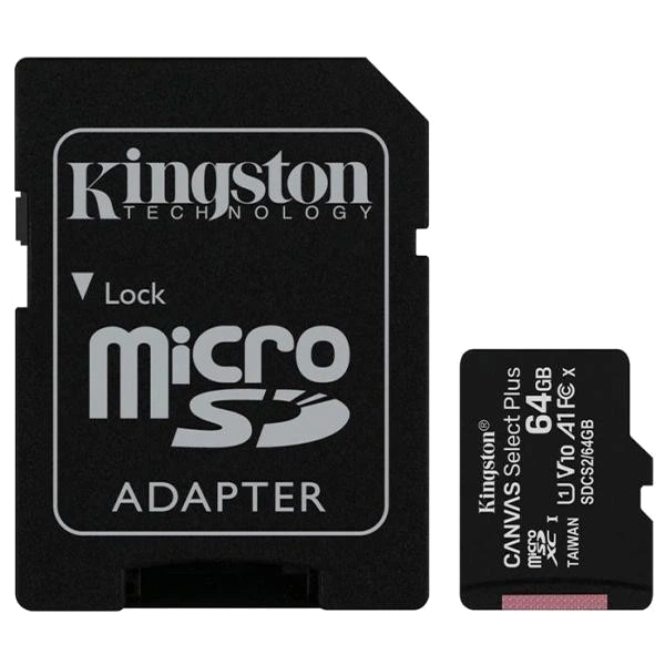 Карта пам'яті microSD MSD 64GB Kingston Canvas Select+ A1(100Mb/s) /C10+SD - Фото 2 Карта пам'яті microSD MSD 64GB Kingston Canvas Select+ A1(100Mb/s) /C10+SD - изображение 2