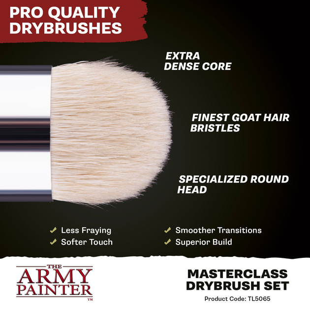 Zestaw pędzli The Army Painter Masterclass Drybrush Brush Set 3 szt (5713799506503) - obraz 3